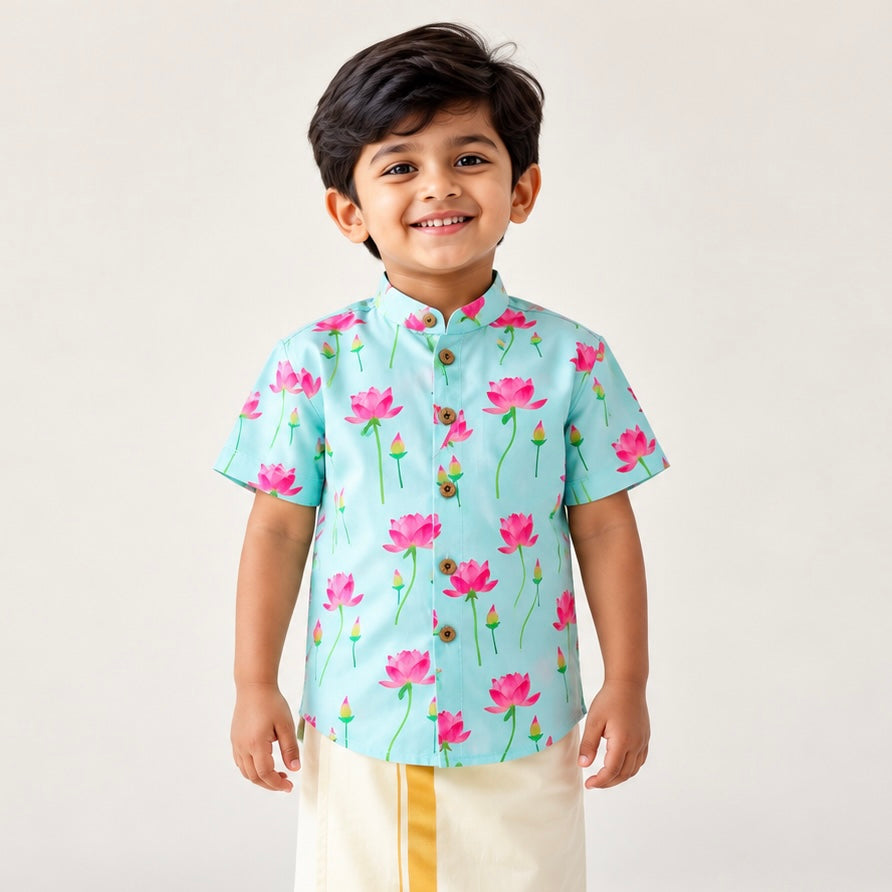 A Ethnic Shirt - Ocean Bloom
