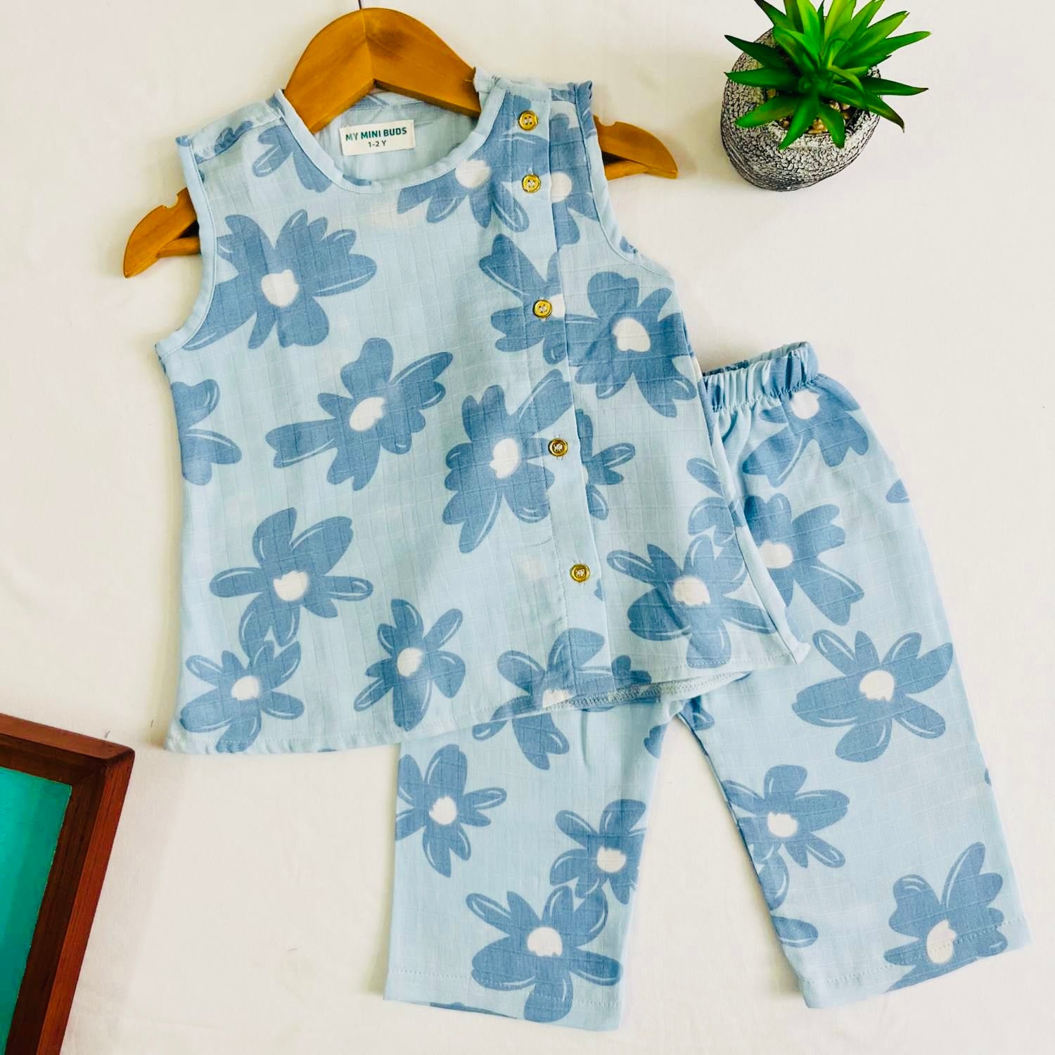 Blue Floral -Co-Ord Set-muslin