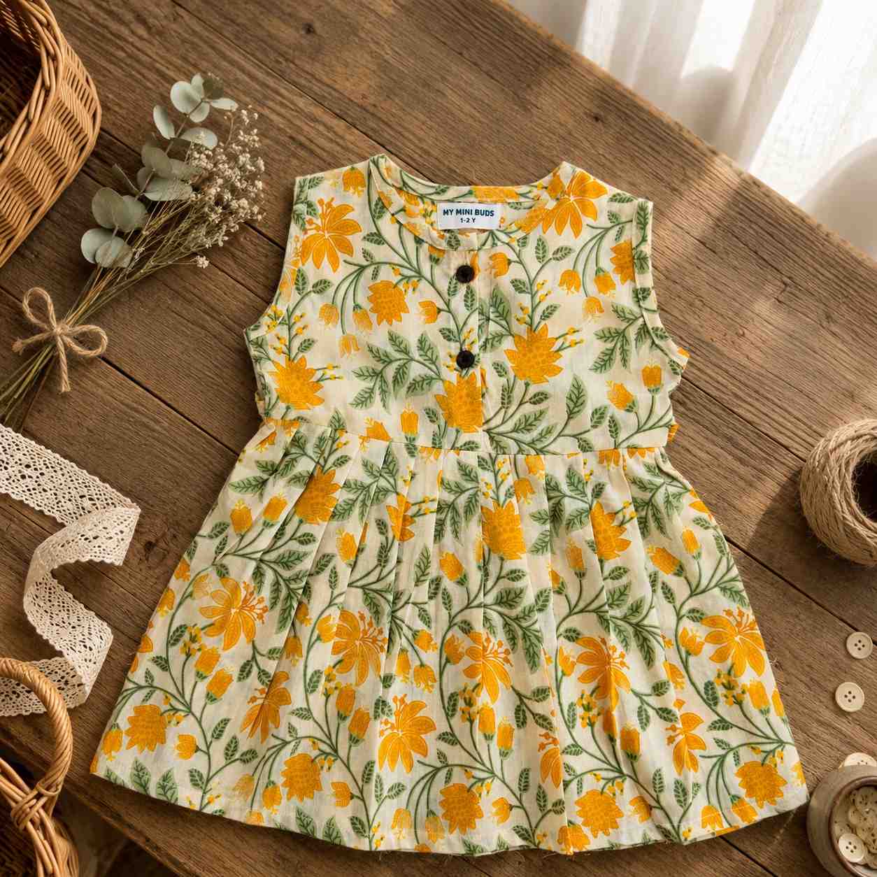 Cotton Frock-Golden Medow