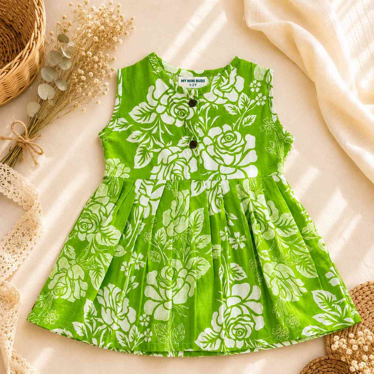 Cotton Frock-Green Garden