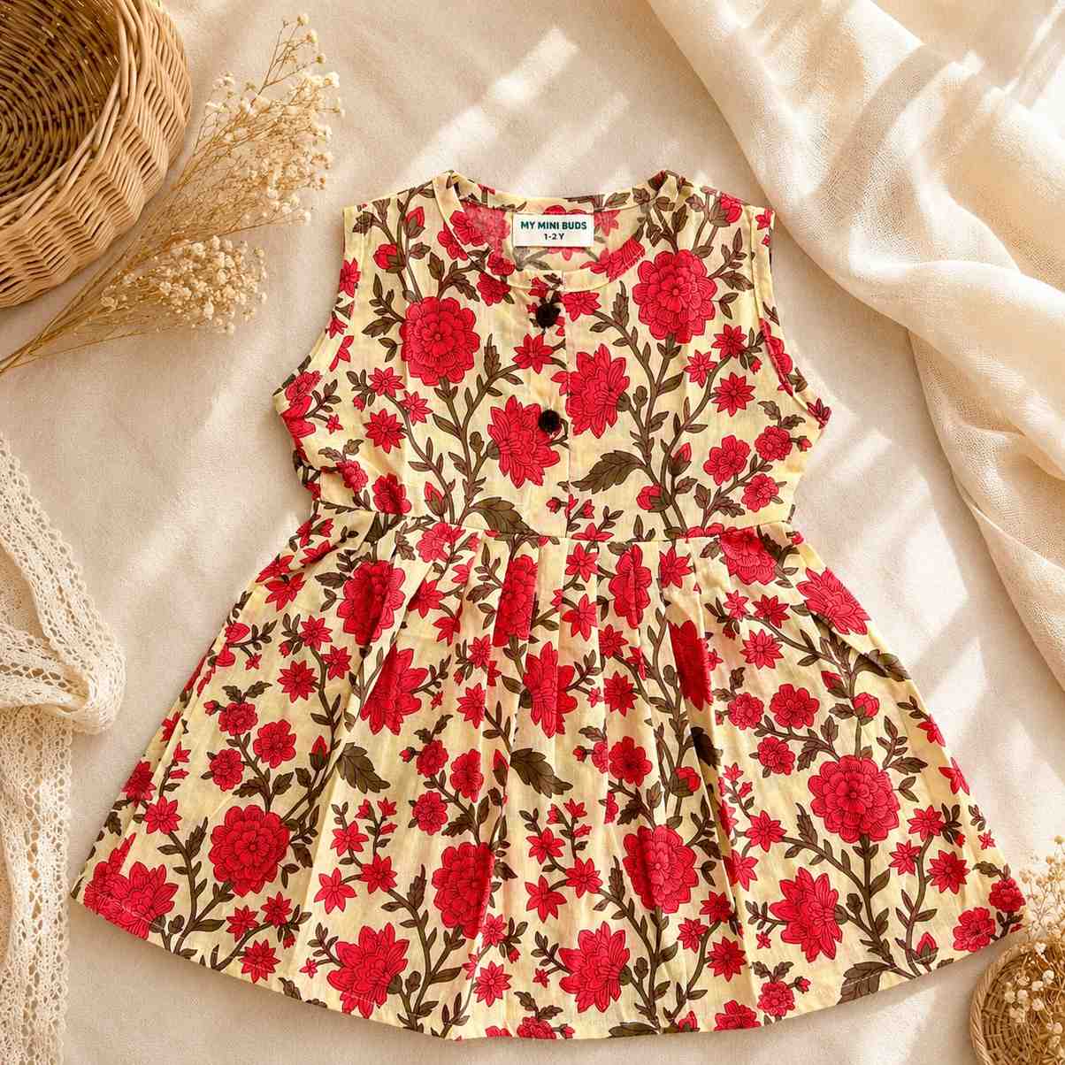 Cotton Frock-Scarlet Bloom