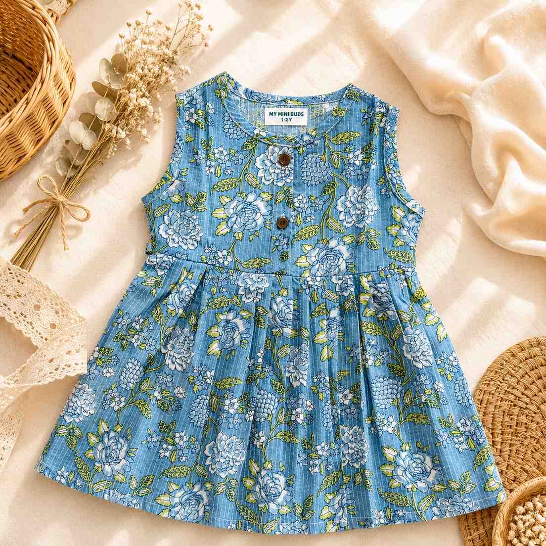 Cotton Frock-Azure Garden