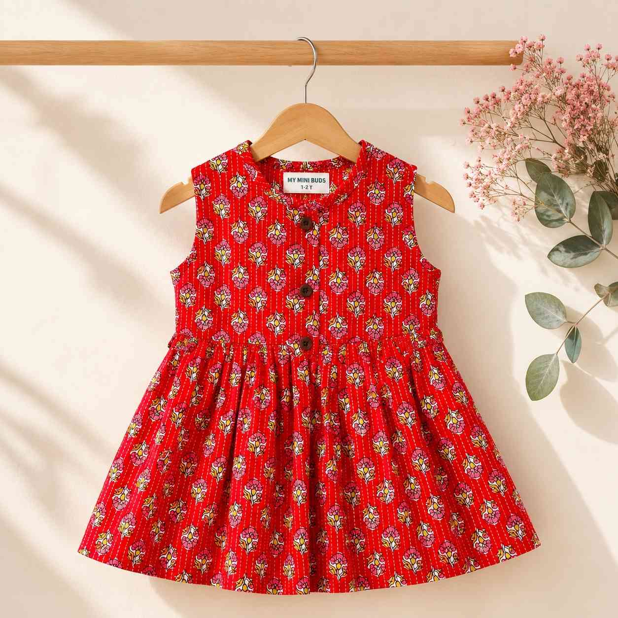 Cotton Frock-Ruby Red