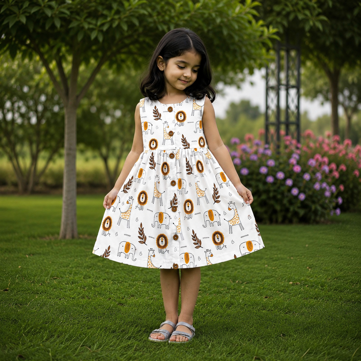 Sleeveless Frock- wild animal