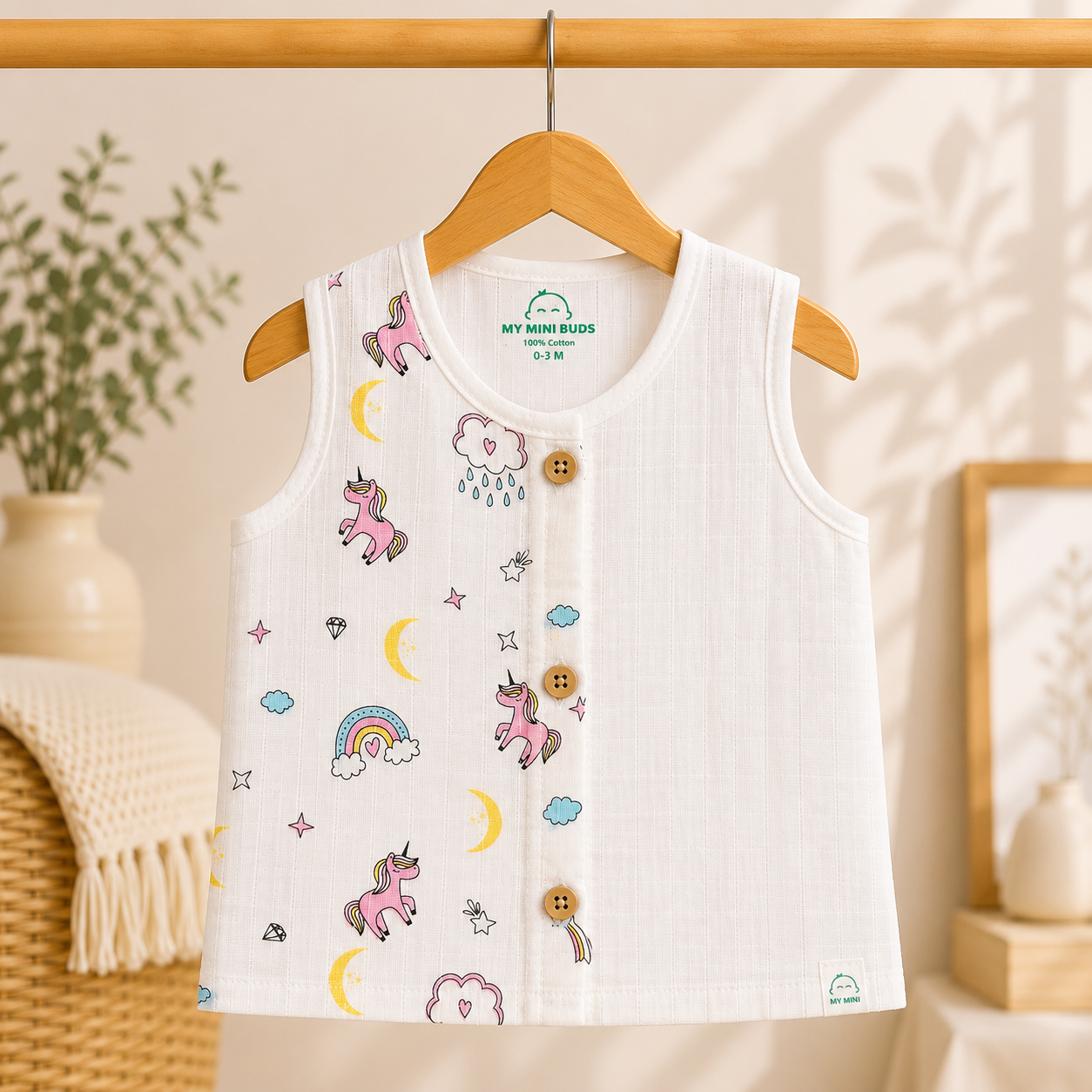 Muslin Button Jabla- unicorn Pannel