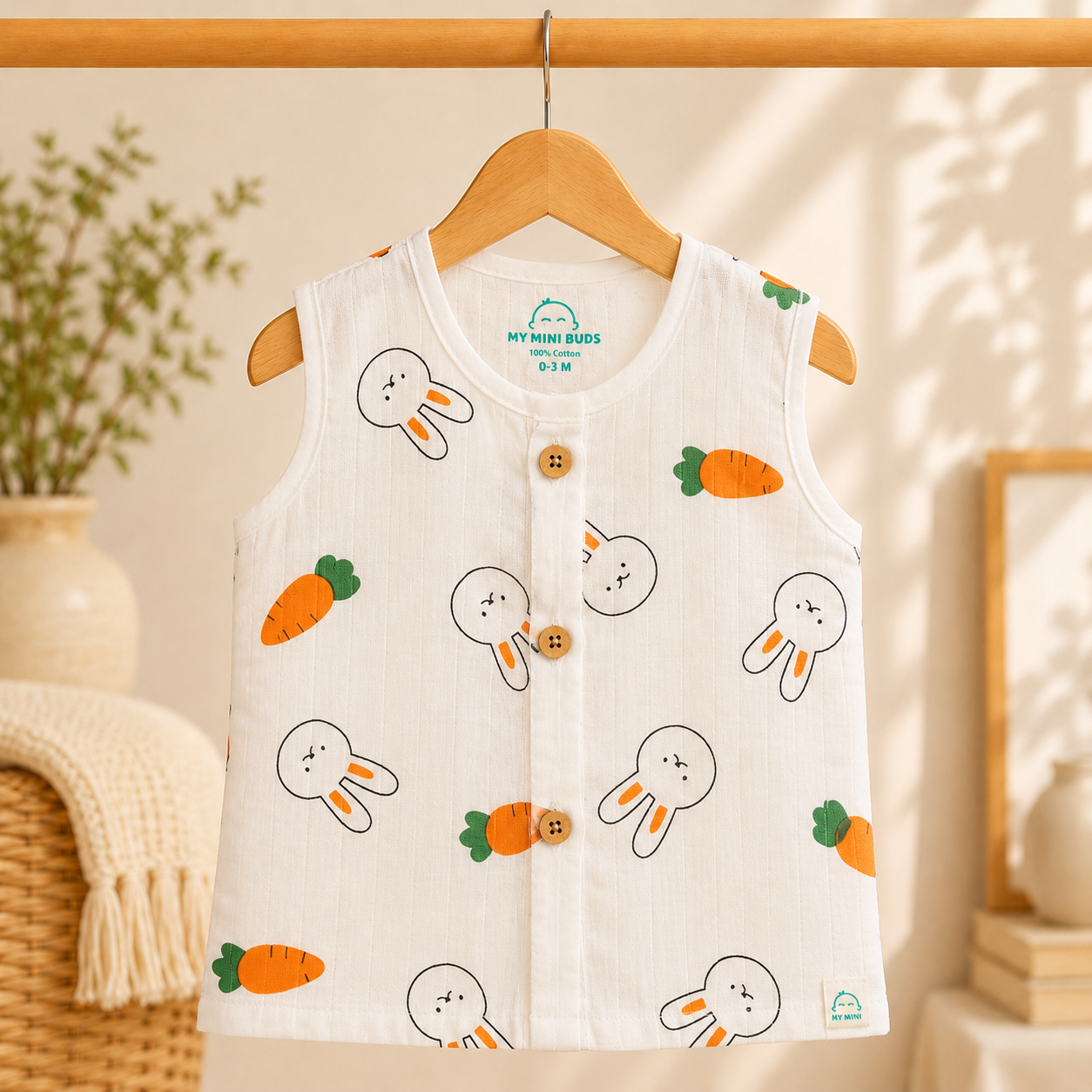 Muslin Sleeveless Jabla-Carrot Rabbit