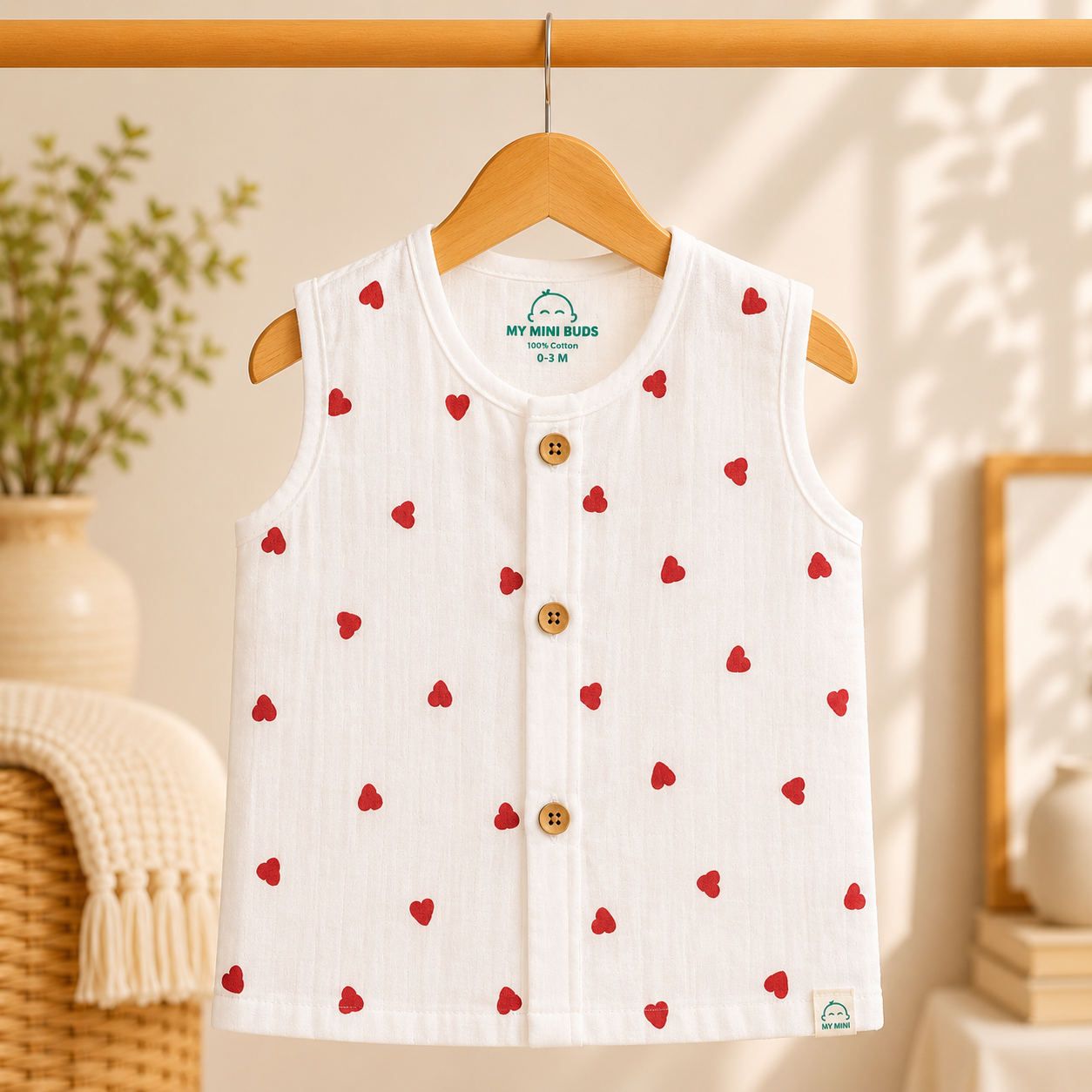 Muslin Sleeveless Jabla -Heart