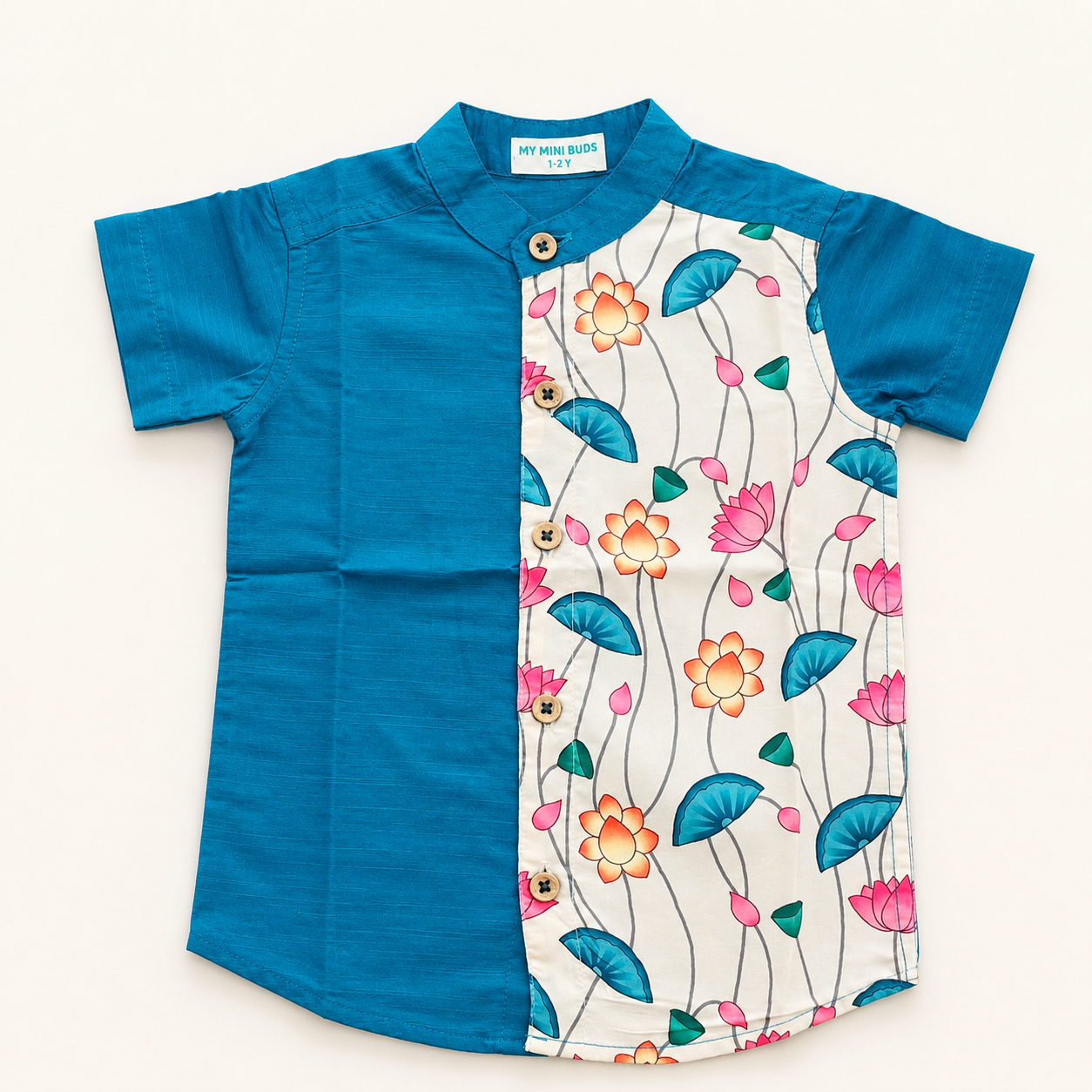Kids Ethnic Shirt - Blue Lotus