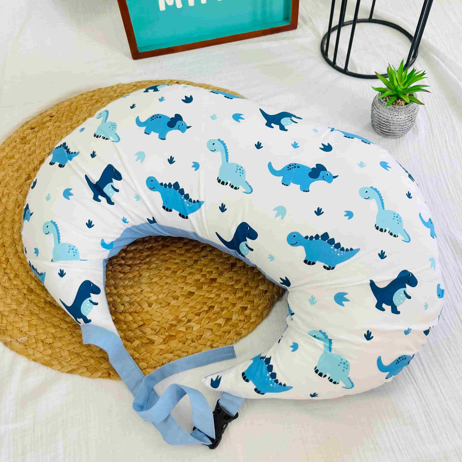 Feeding pillow- c type-Blue Dino