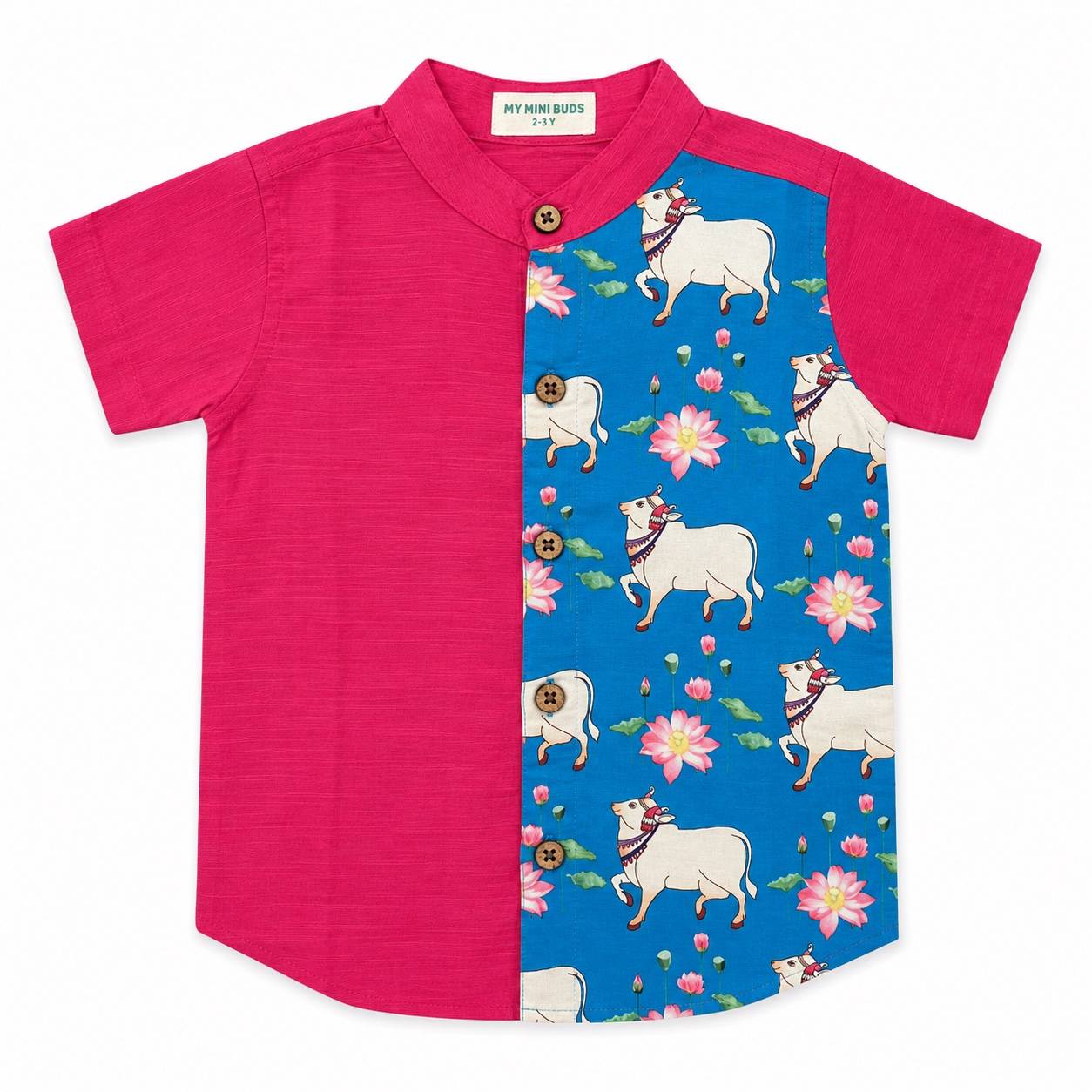 Kids Ethnic Shirt - pink & pichwai