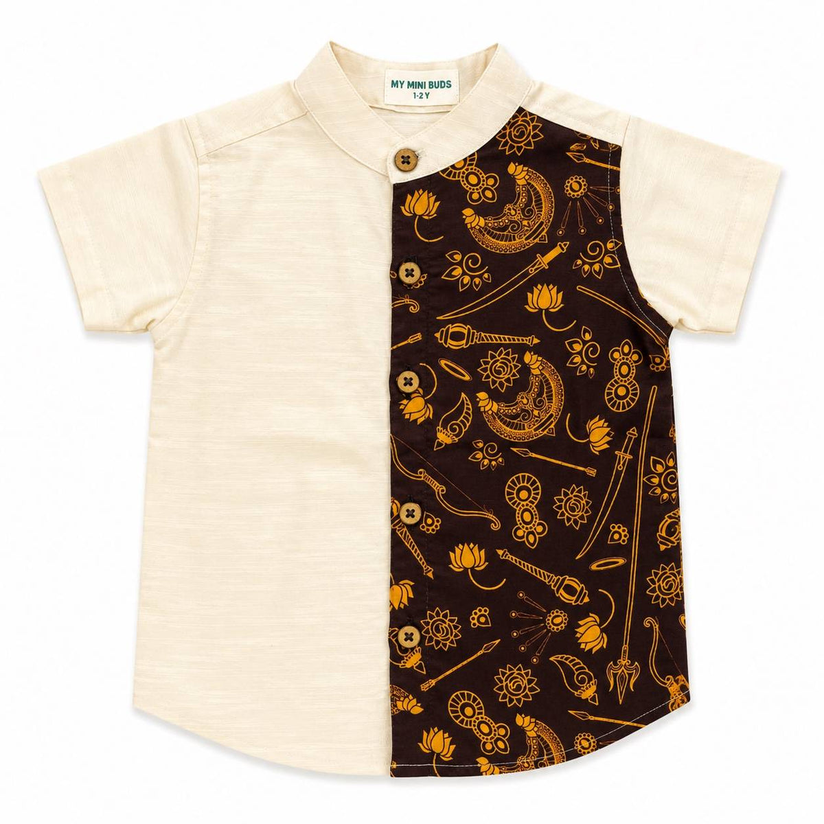 Ethnic Onam Shirt- Gold Lotus