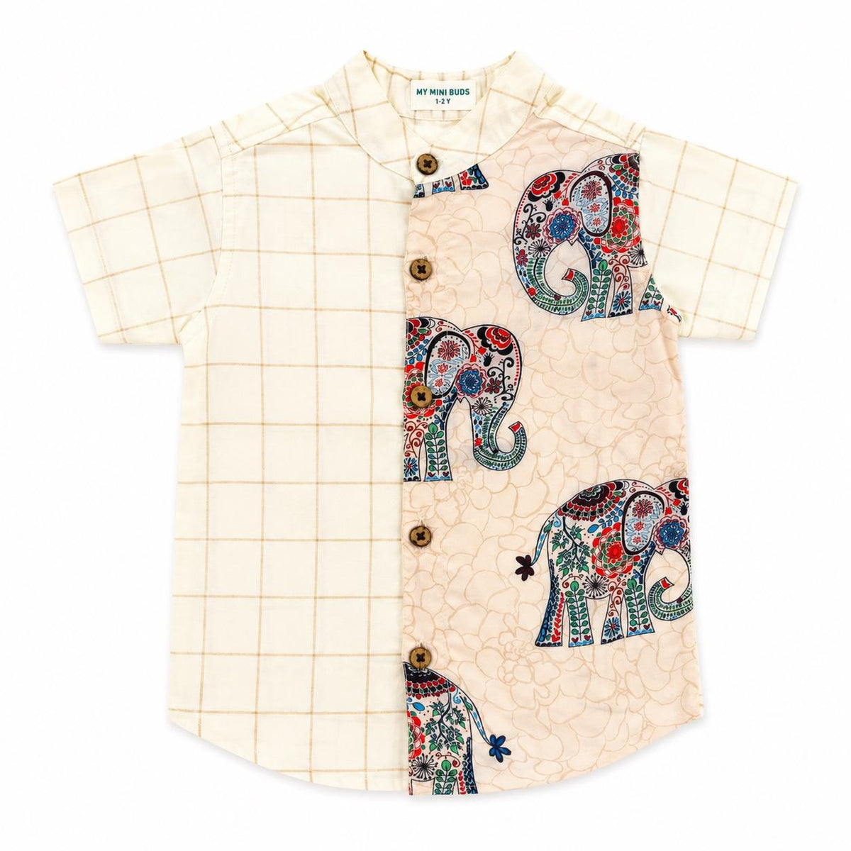 Kasavu Onam Shirt- Elephant Mandala