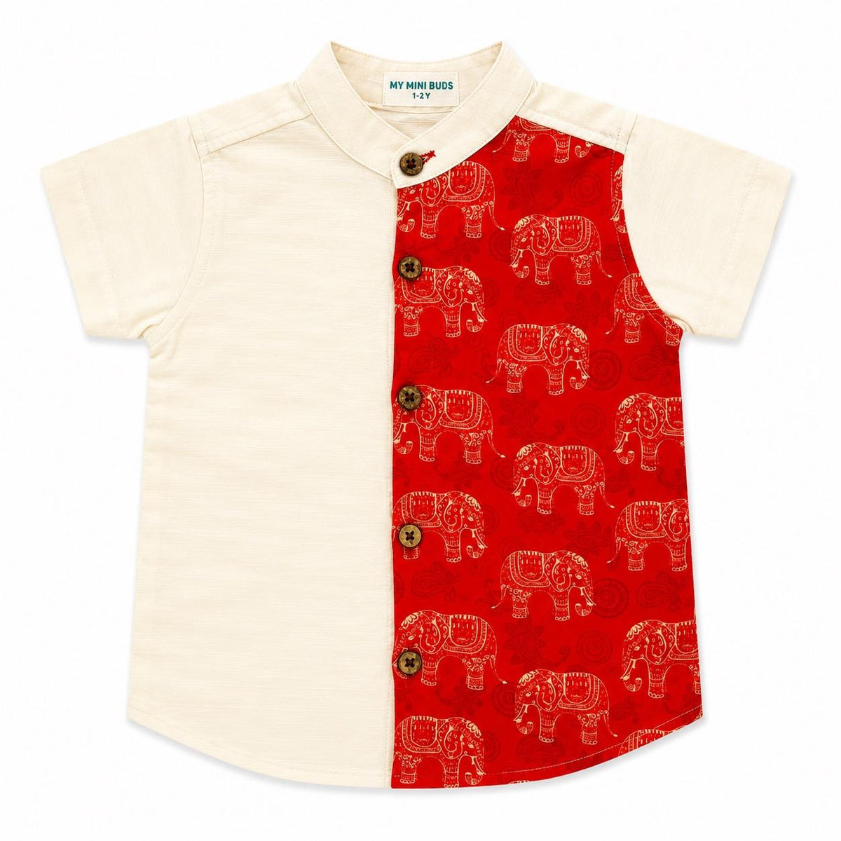 Ethnic Onam Shirt-  Golden Elephant