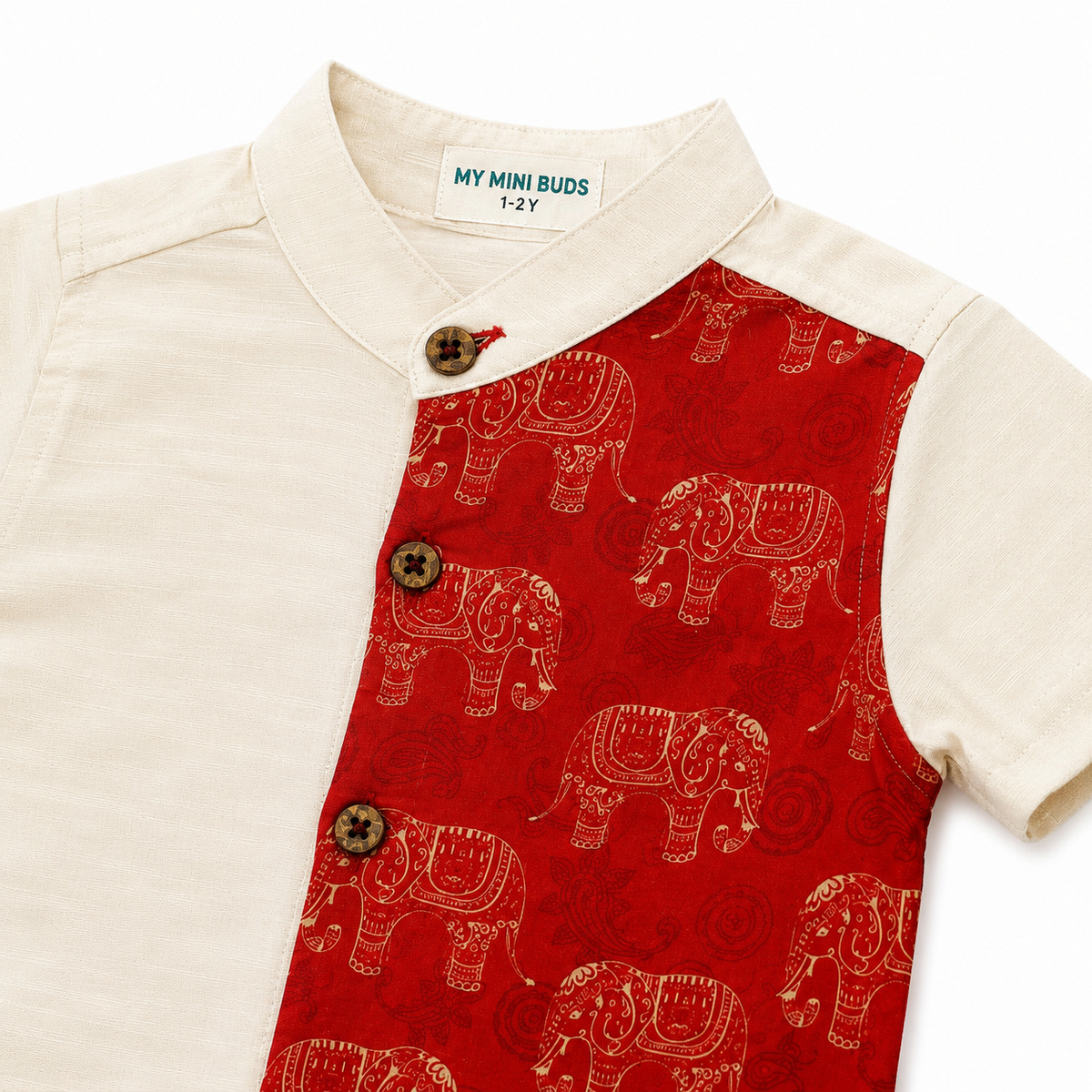 Ethnic Onam Shirt-  Golden Elephant