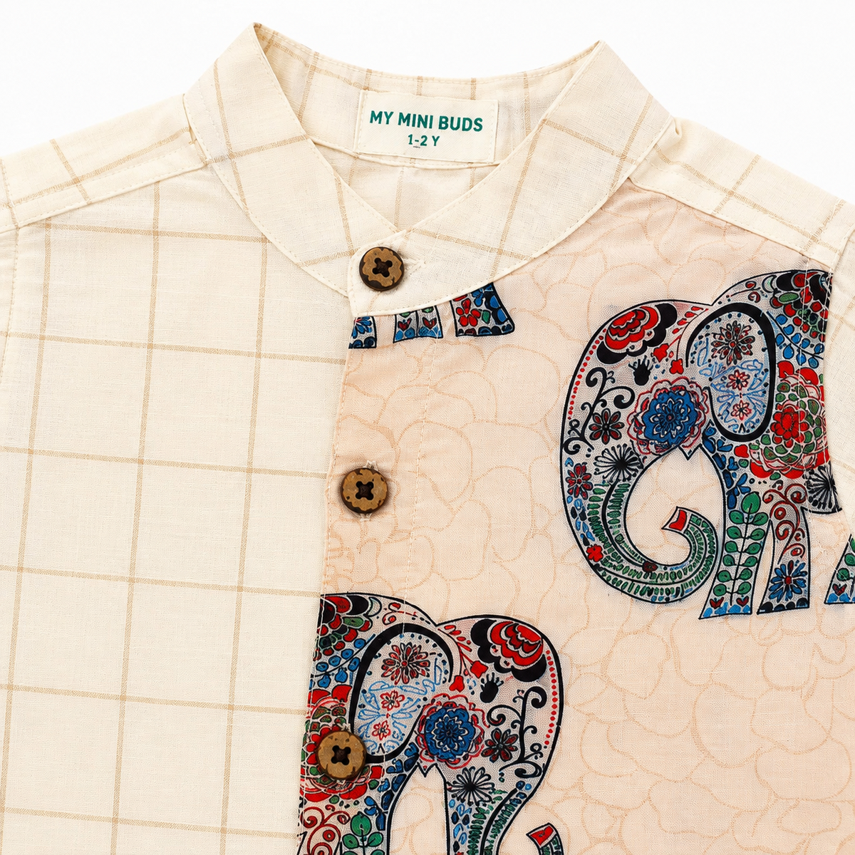 Kasavu Onam Shirt- Elephant Mandala