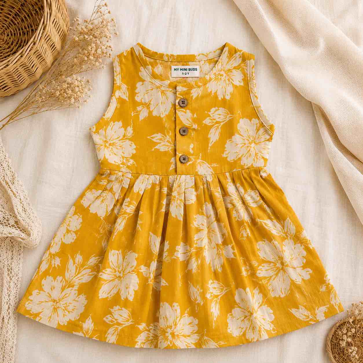 Cotton Frock- Yellow Bell