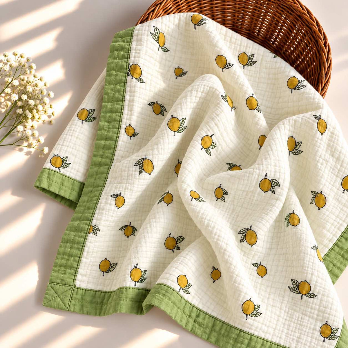 Crinkled muslin blanket 