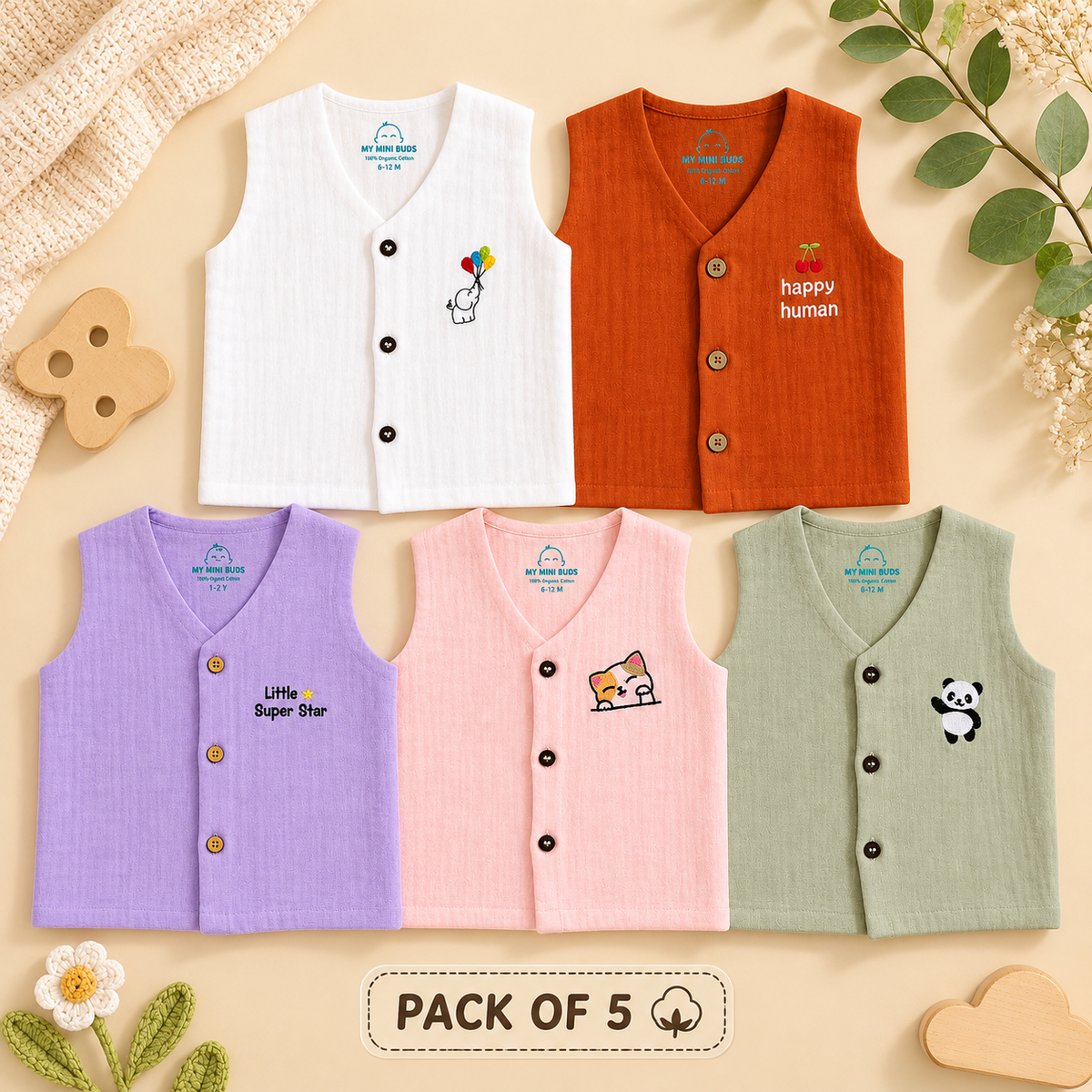 Pack of 5 print colour- save7%_ (Assorted)