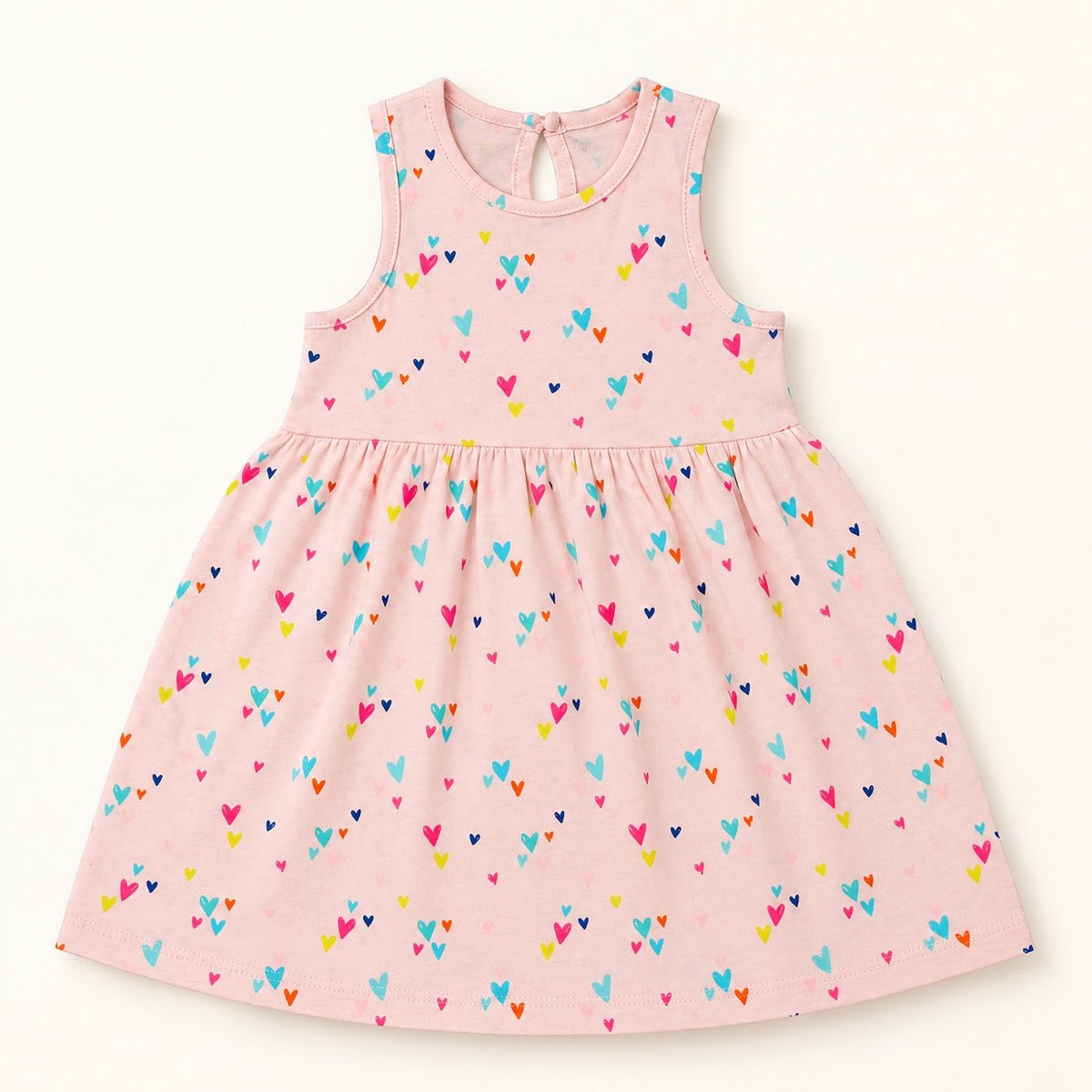 Pink Heart-Sleeveless Frock
