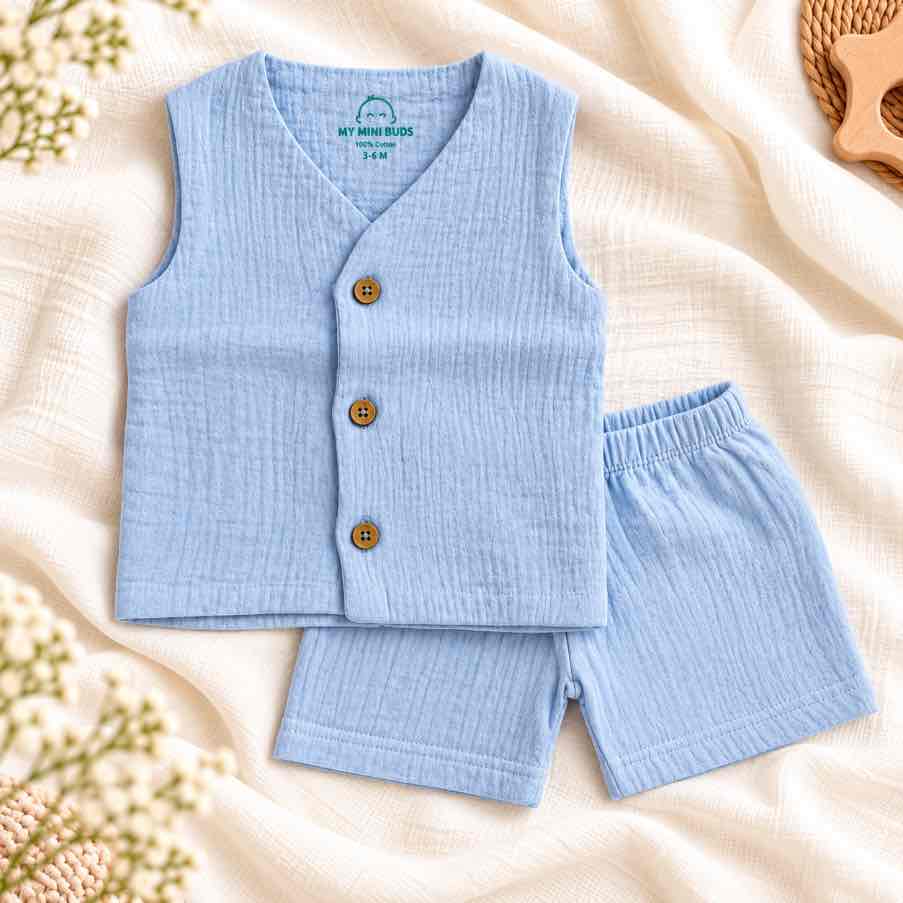Sky blue vest & short sets