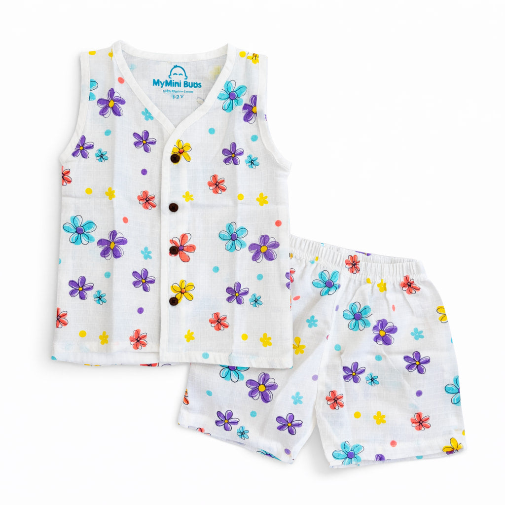 Sleeveless set-Muslin-Floral