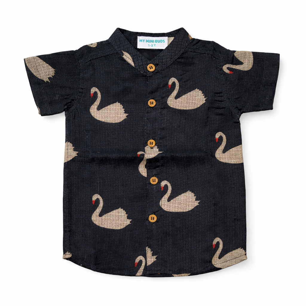 Kota Cotton Kids Ethnic Shirt – Black Swan-Festive Wear