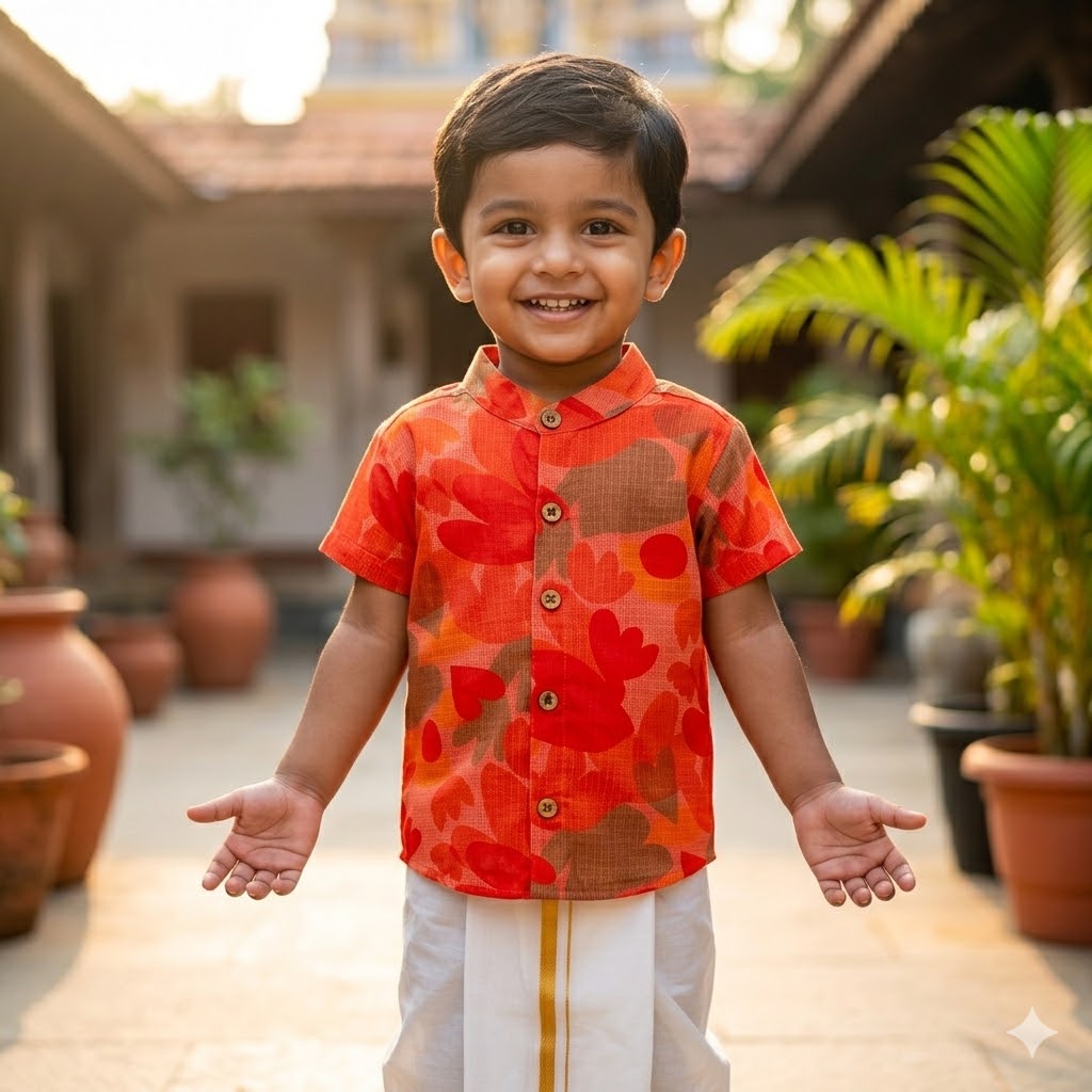 Kota Cotton Kids Ethnic Shirt – Royal Blossom-Festive Wear