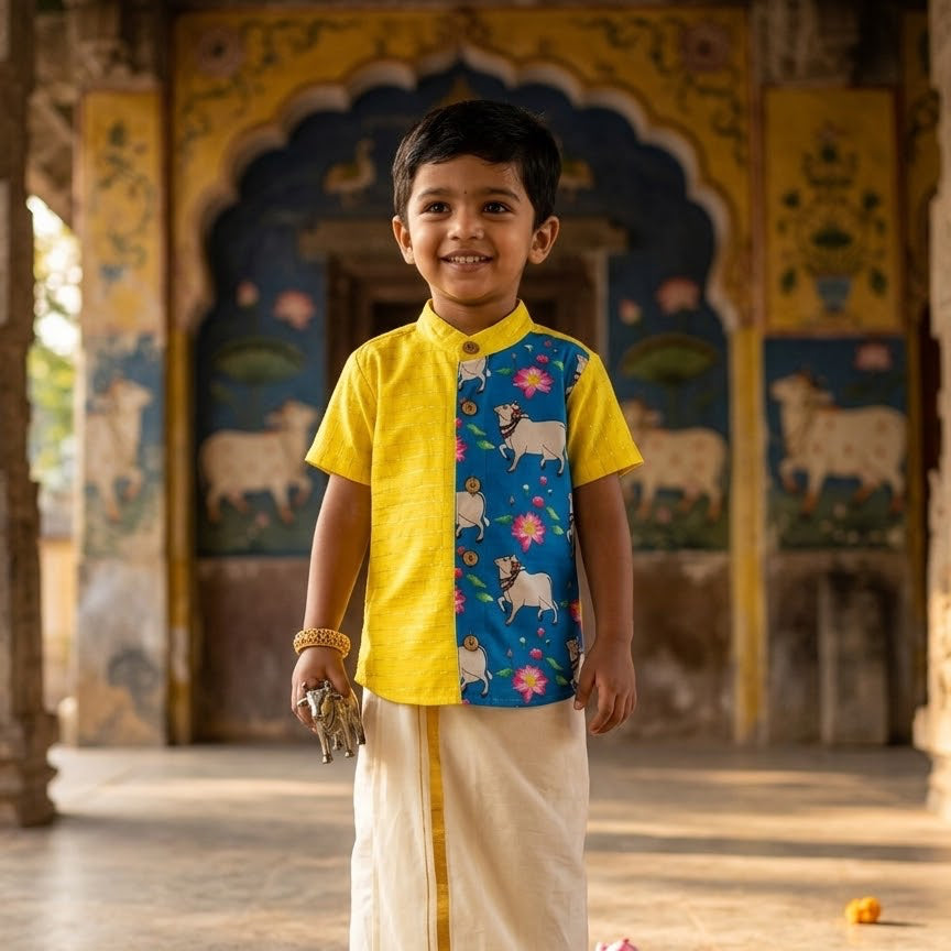 Kids Ethnic Shirt - Blooming Yellow