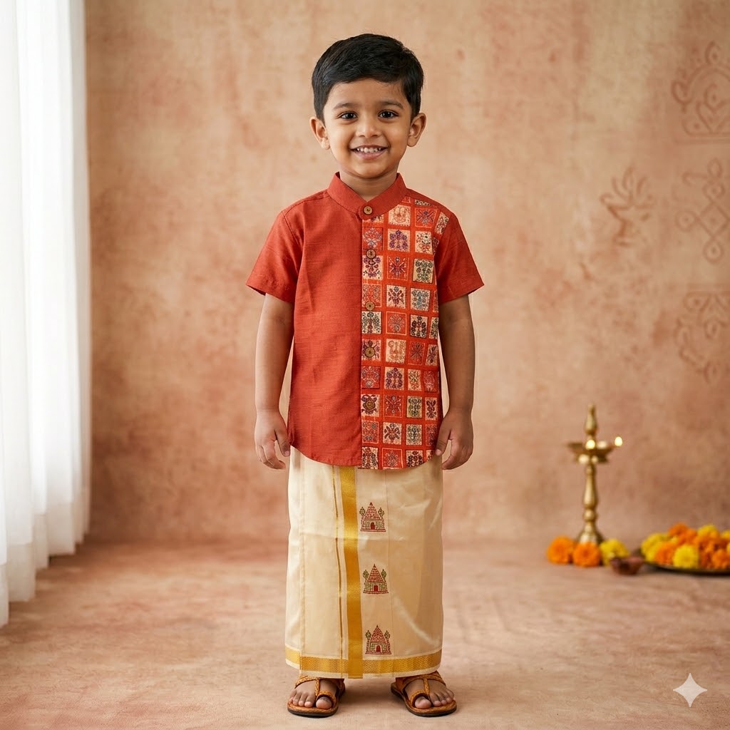 Kids Ethnic Shirt - orange