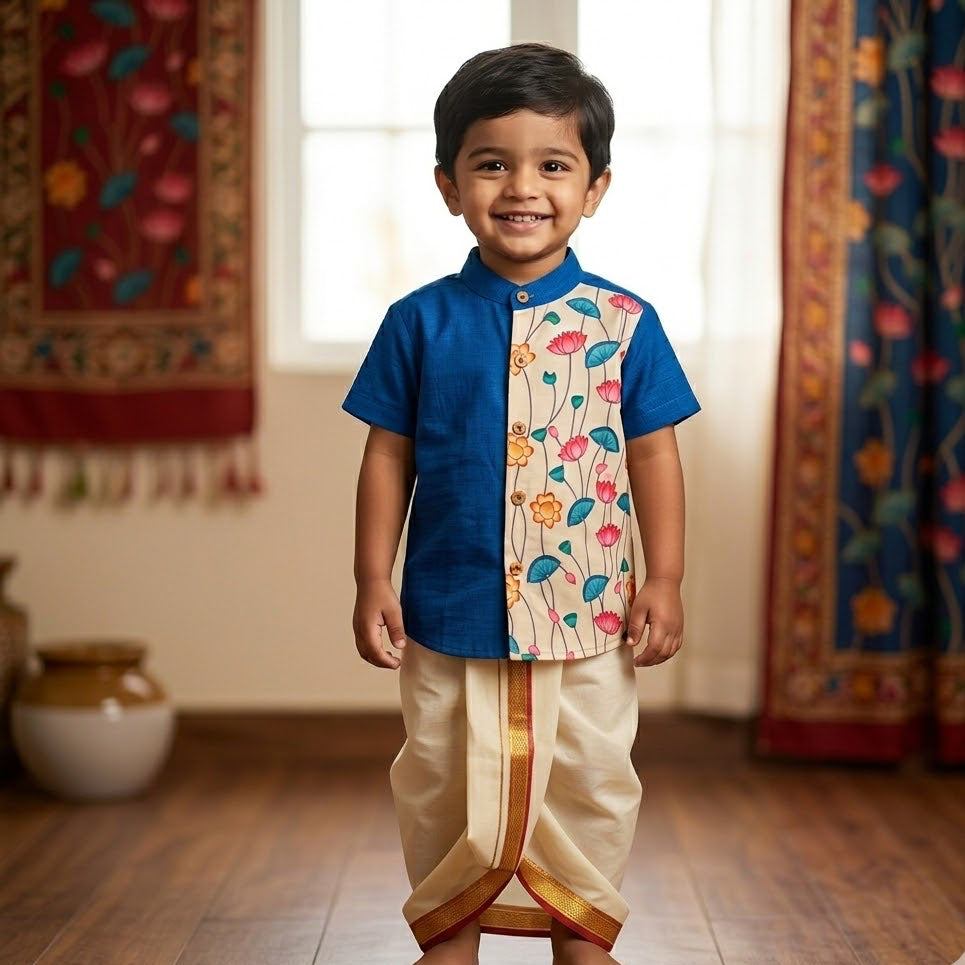 Kids Ethnic Shirt - Blue lotus