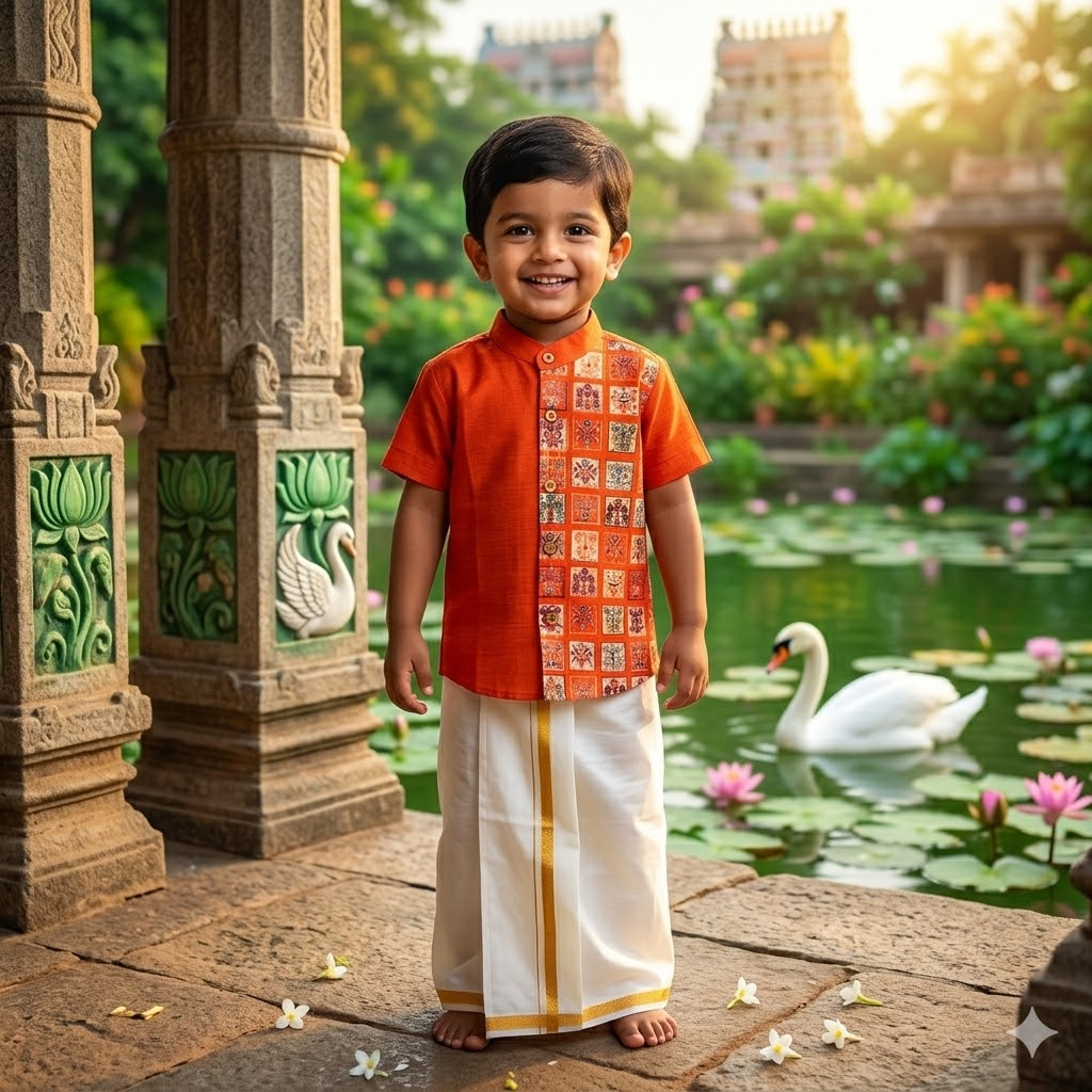 Kids Ethnic Shirt - orange