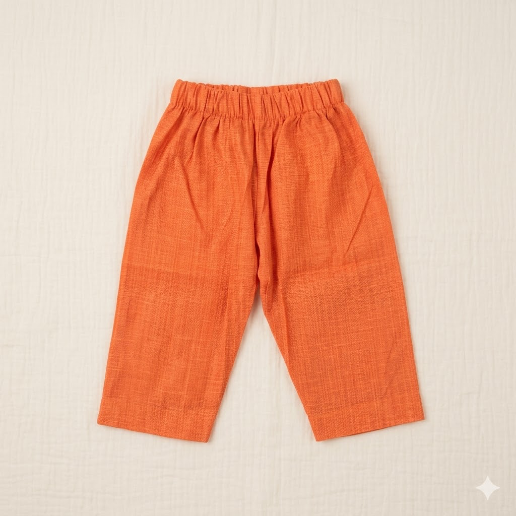 Newborn Ethnic set-Orange Golden Buttas Ponn Ceremony Set