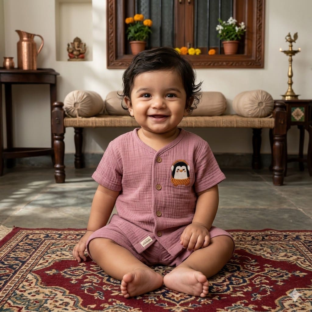 Muslin Jabla set-Crinkle-Music Penquin