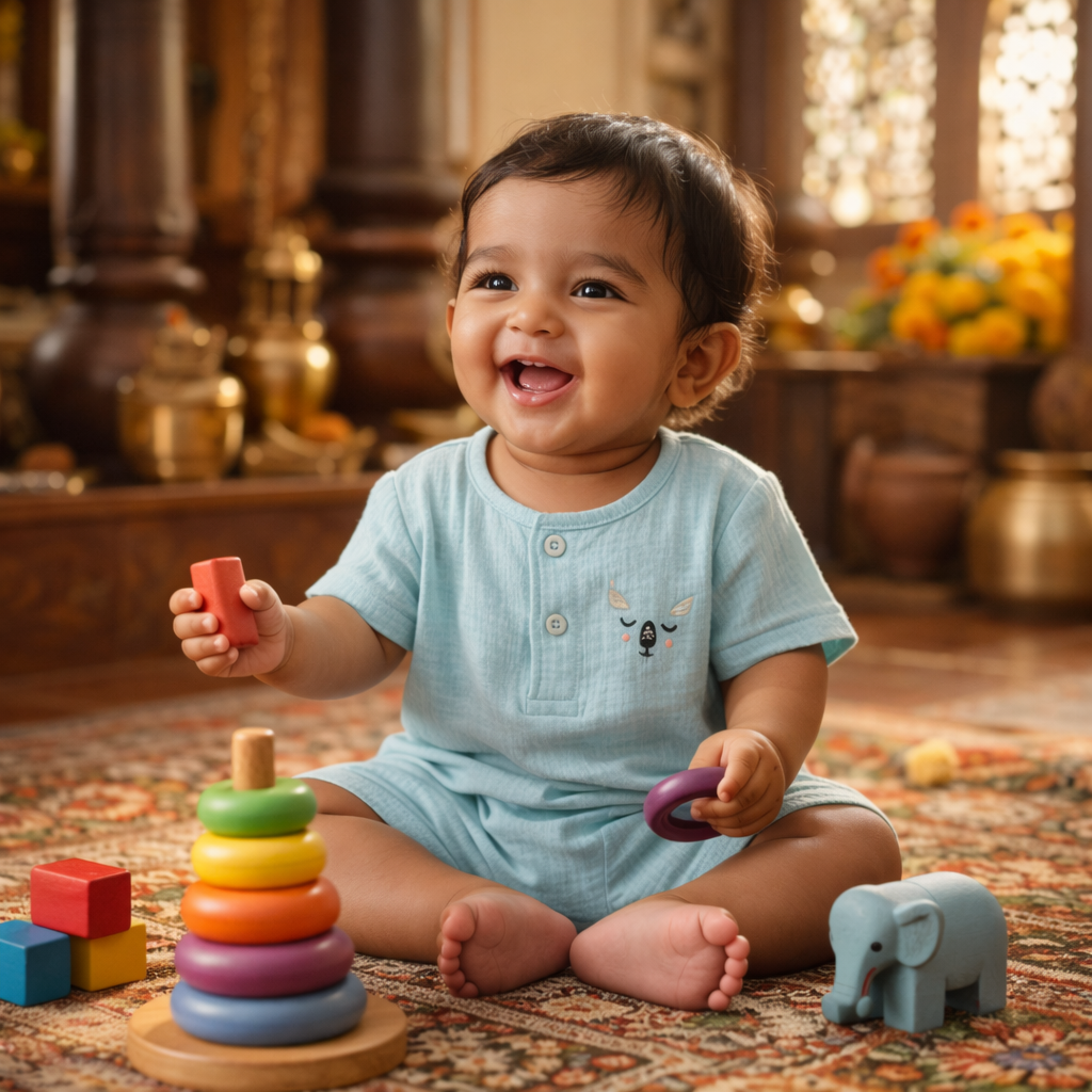 Muslin Jabla set-Crinkle-Blue Bear
