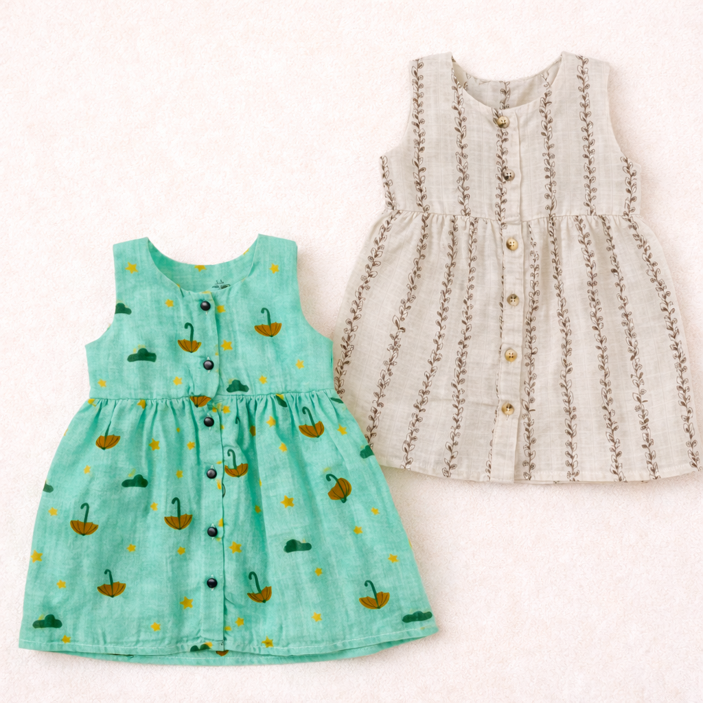 Sleeveless Frock- Pack of 2 (6-9m)