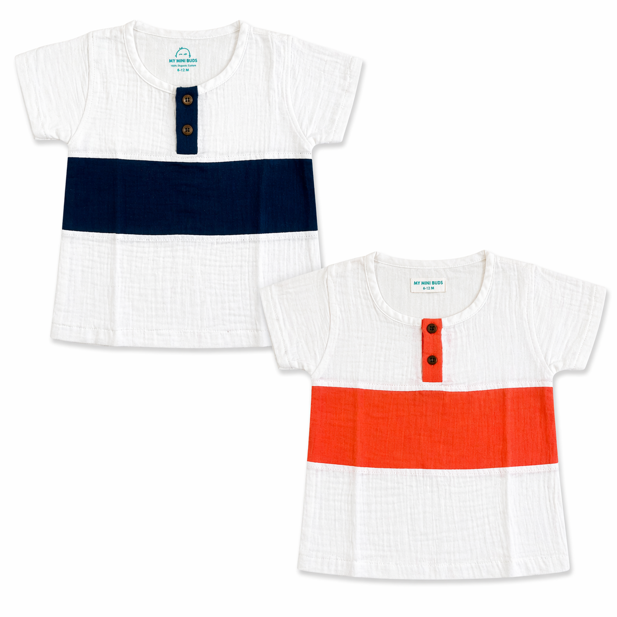 Pack of 2- Half Sleeve Shirt(6-12m)