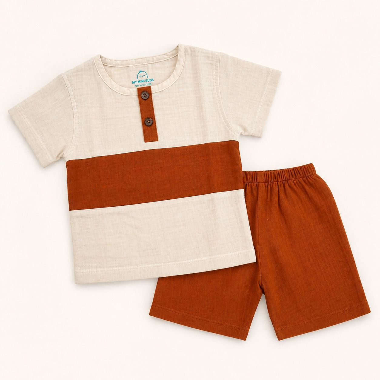 The off white and Brown - Half Sleeve &Shorts