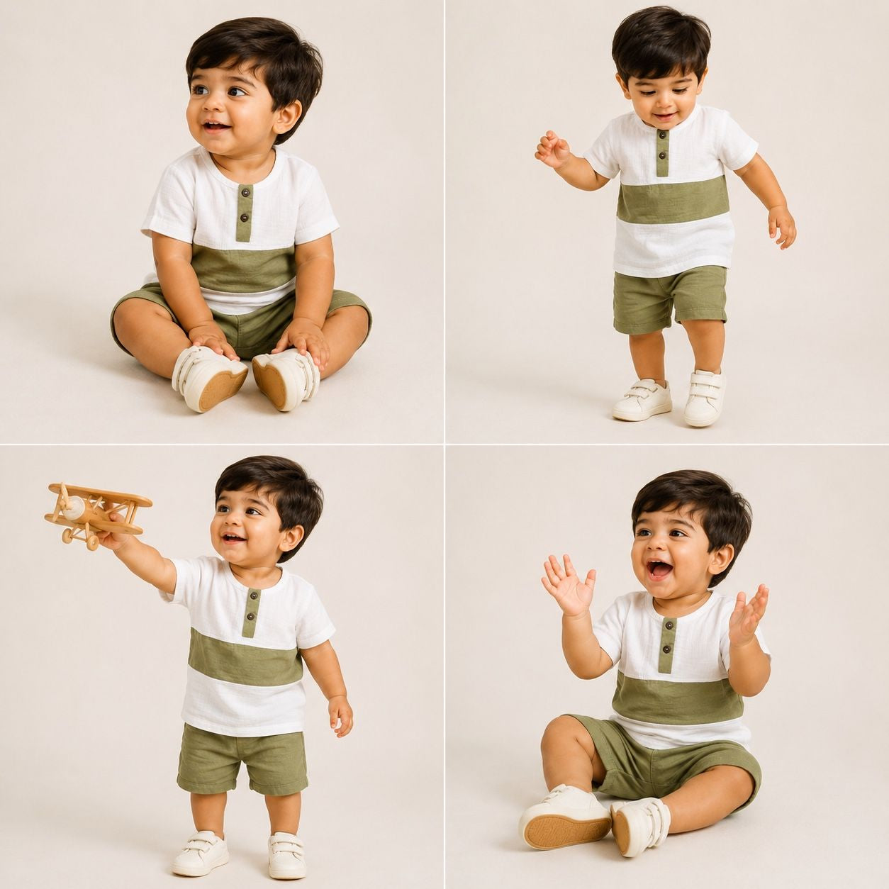 Olive Green - Half Sleeve & Shorts