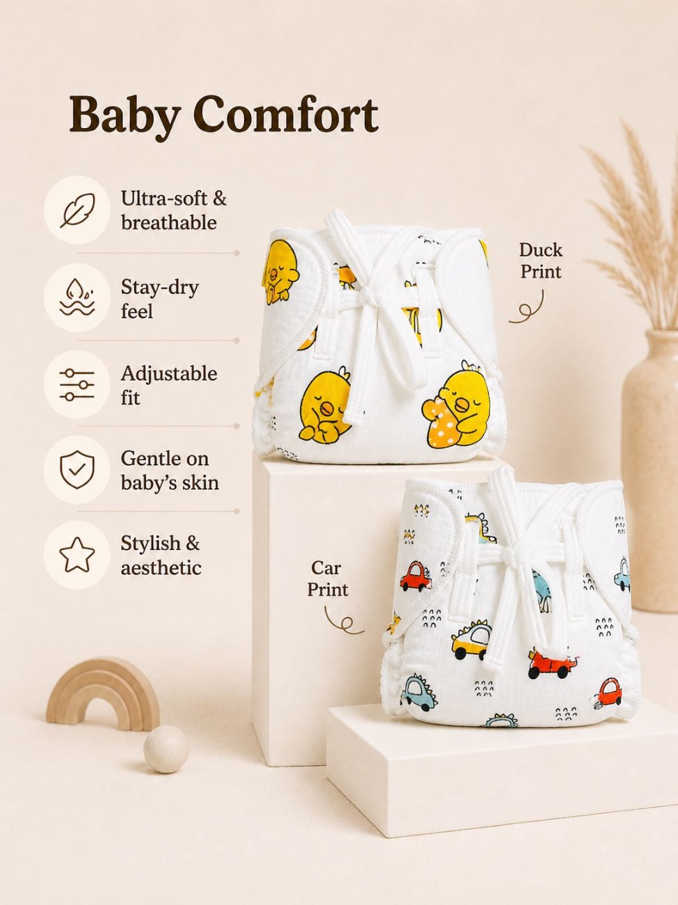 Combo Pack of (2) -Dry Feel Nappy’s Muslin