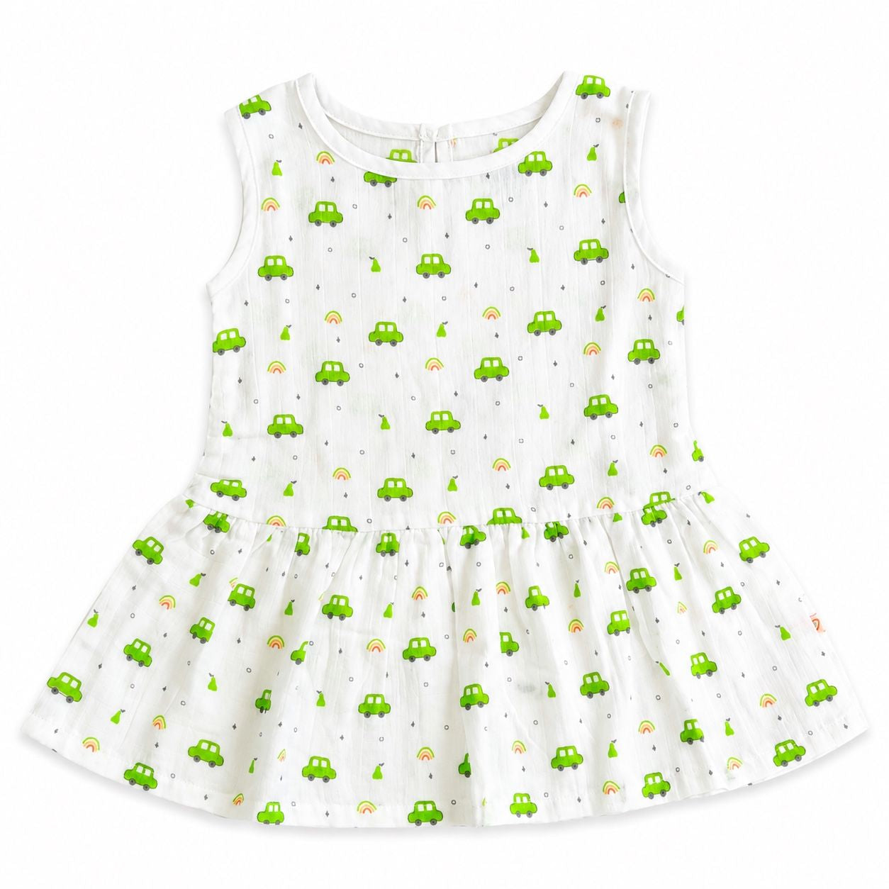 Sleeveless Frock - Green Minicar (6-12m)
