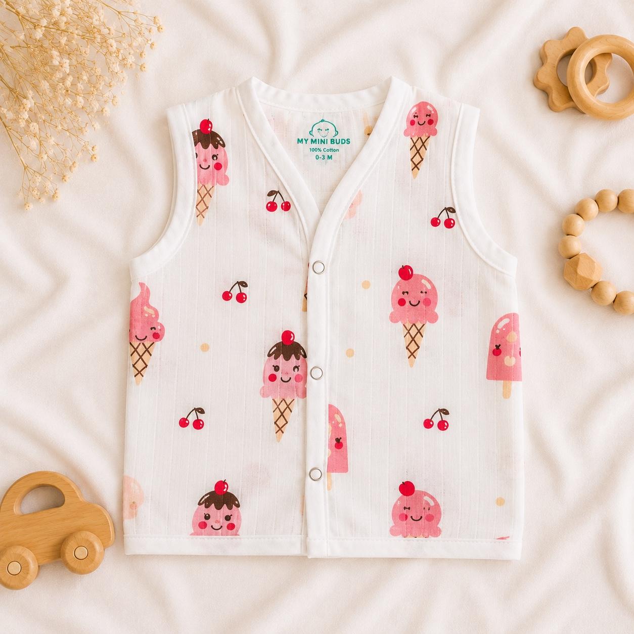 Muslin Snap Button Jabla- ice cream