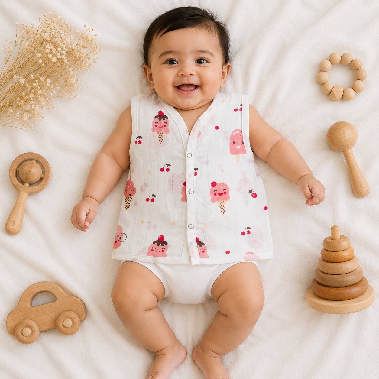 Muslin Snap Button Jabla- ice cream