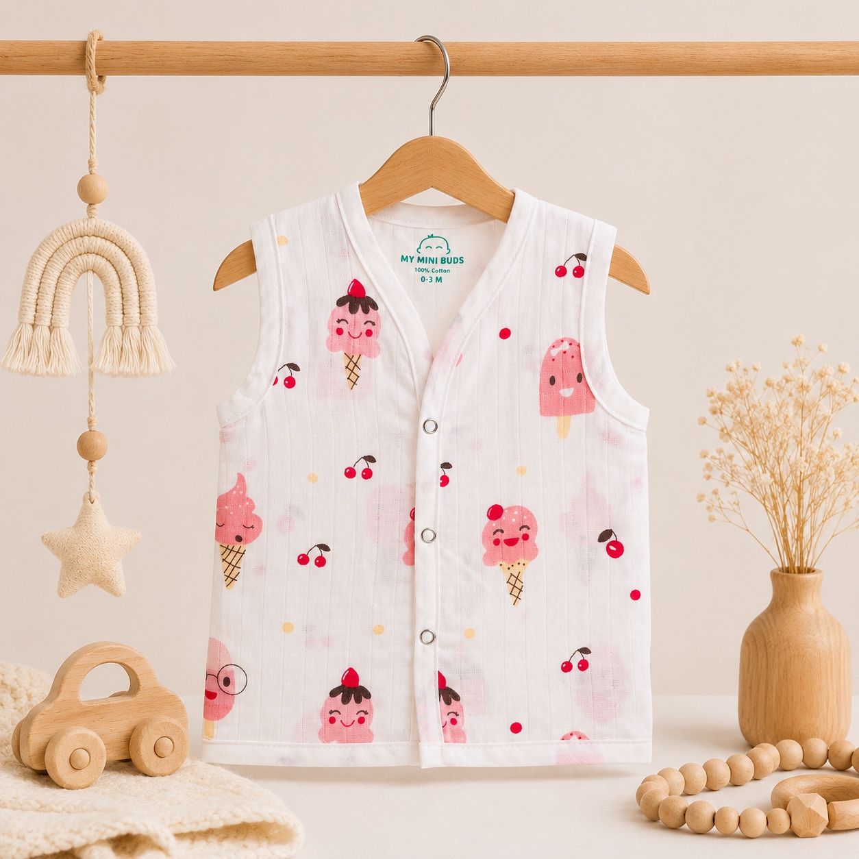 Muslin Snap Button Jabla- ice cream