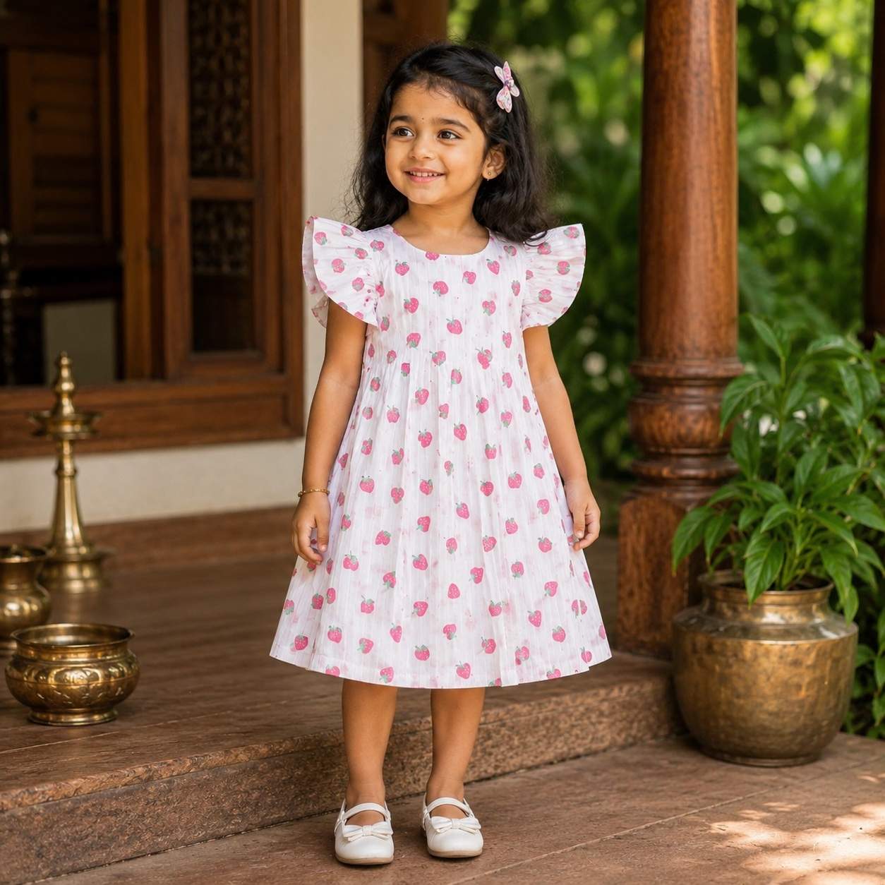 Ruffle Sleeve - Strawberry