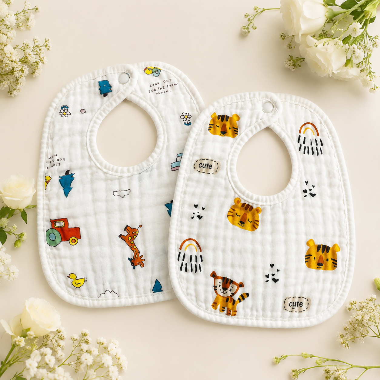 Bibs - car and animal pack of 2