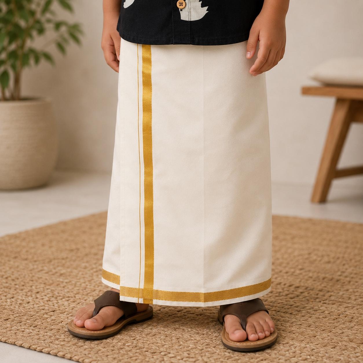 A Dhoti - velcro Ethnic Wear- Cream Colour
