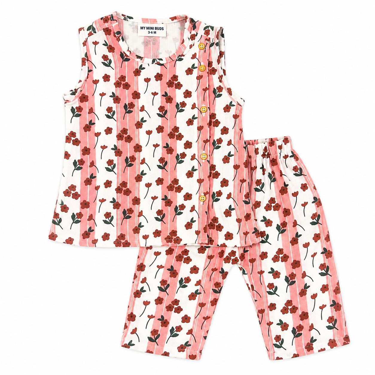 Red Floral -Co-Ord Set- muslin