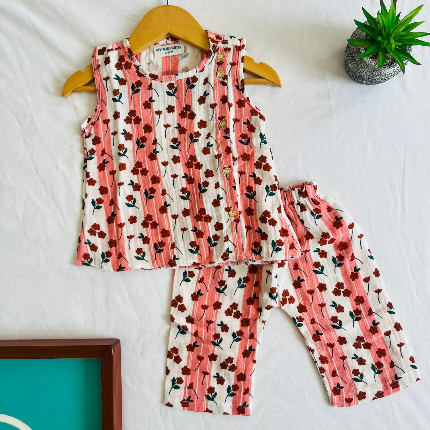 Red Floral -Co-Ord Set- muslin