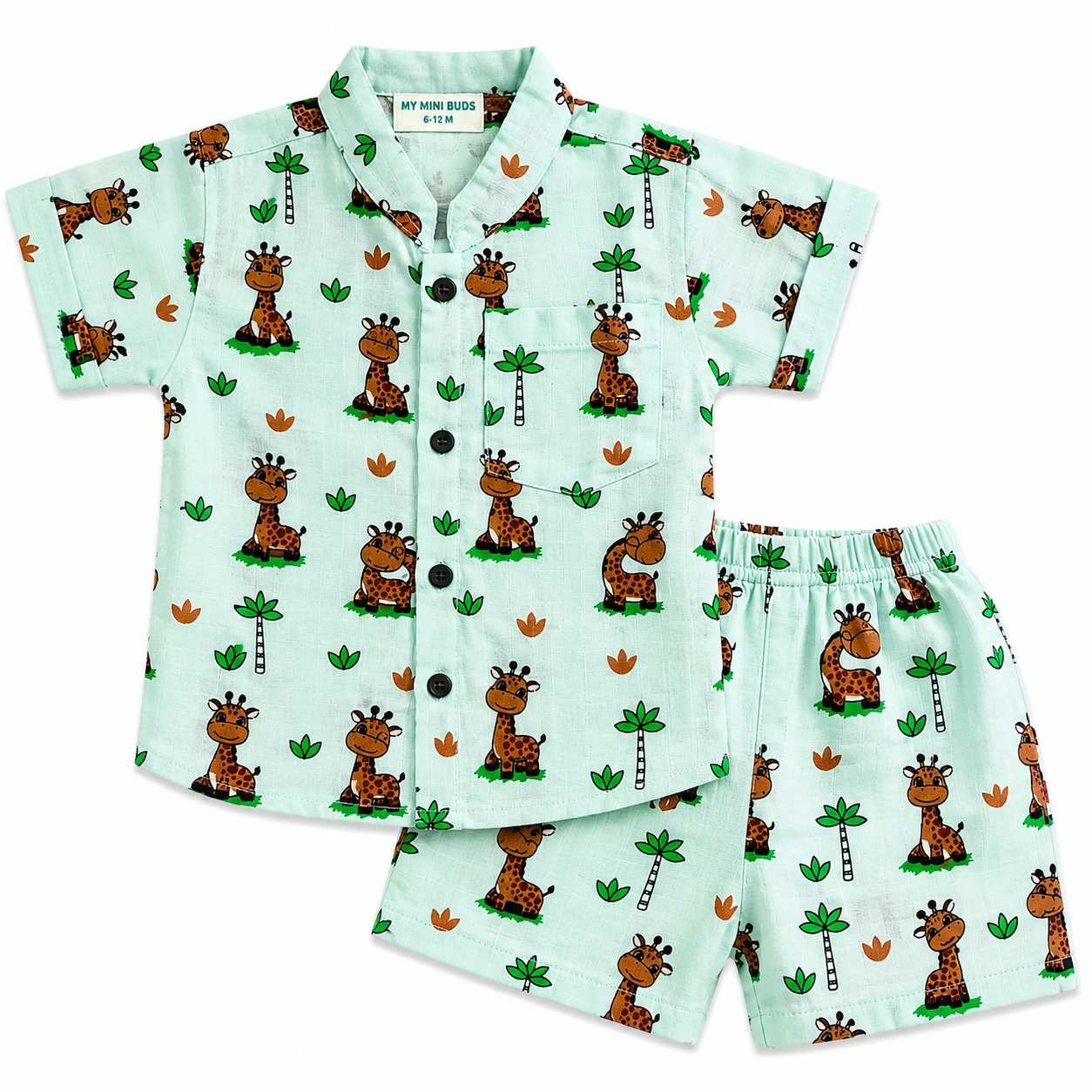 Green Giraffe - Half Sleeve &Shorts (2-3y)