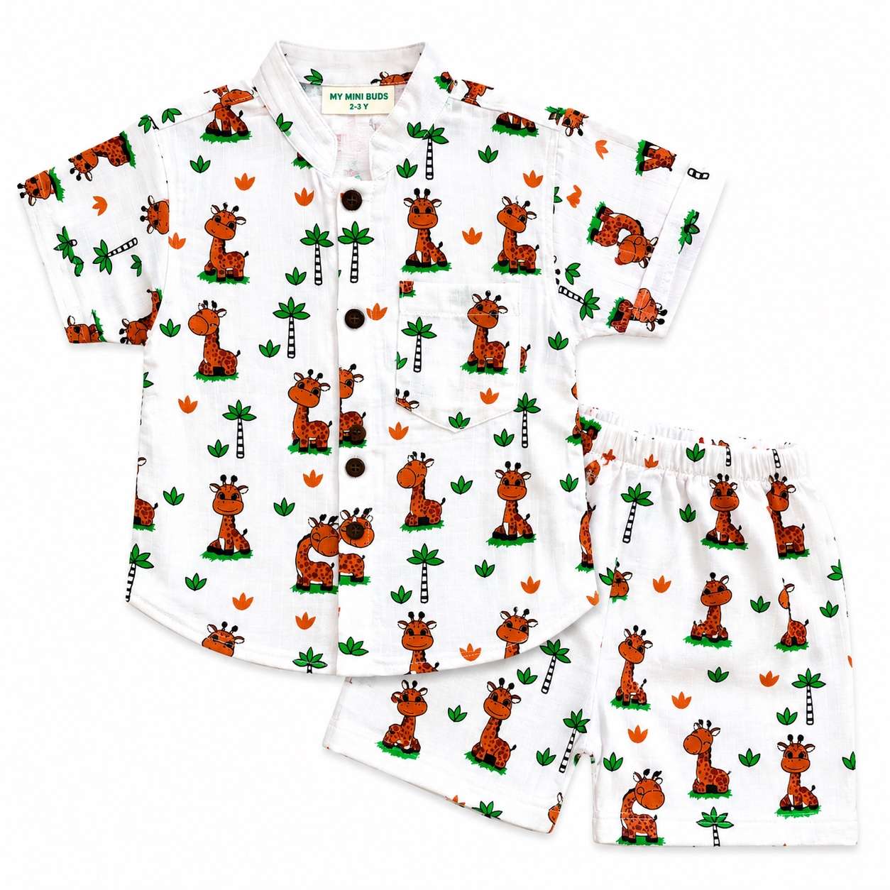 White Giraffe - Half Sleeve &Shorts (2-3y)